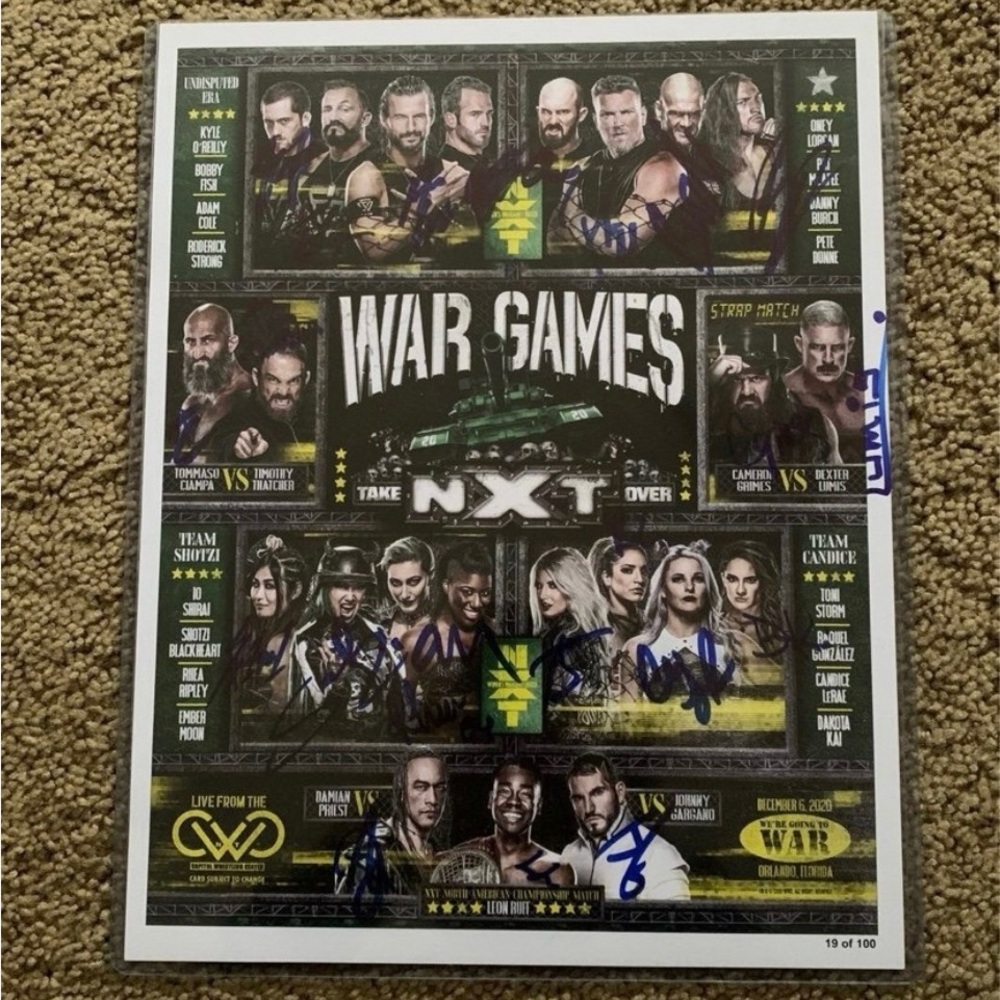 WWE NXT War Games 2020 signed autograph poster